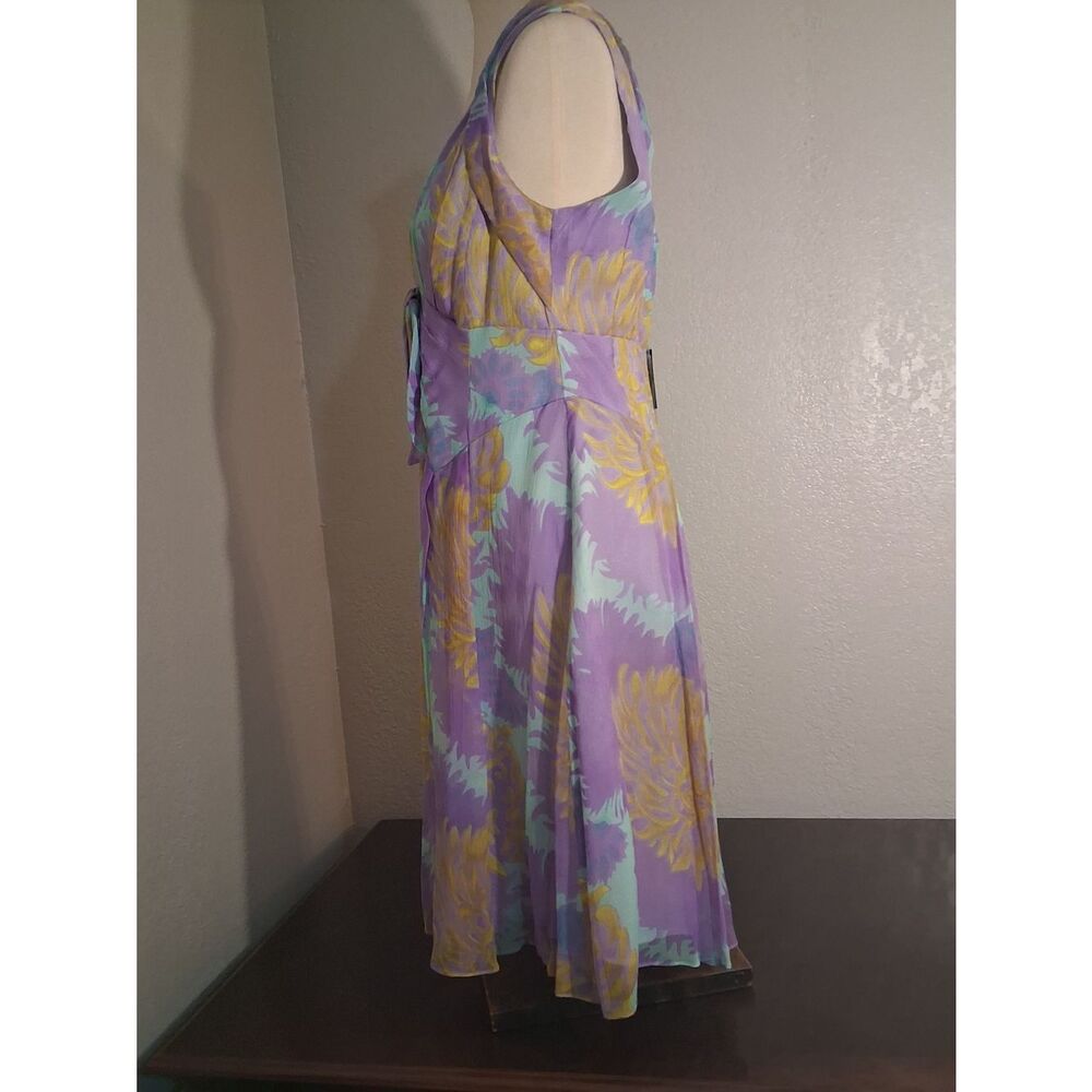 Nanette Lepore 100% Silk Lavender Floral Tie-Front Midi Dress - Picture 2 of 16
